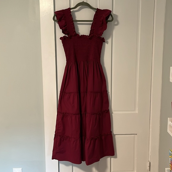 Hill House Home Ellie Nap Dress in Burgundy Size Small 100% Cotton Maxi Dress - Picture 9 of 10